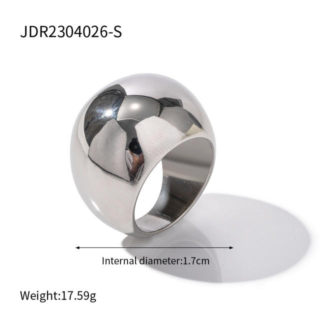 18K Chunky ball stainless steel rings