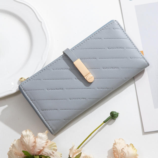 Korean fashion plain color PU leather women wallet