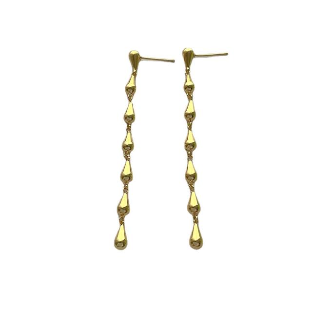 Creative gold plated copper drop long earrings