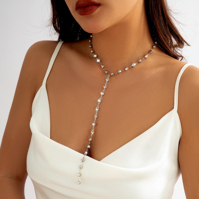 Elegant diamond choker lariats necklace
