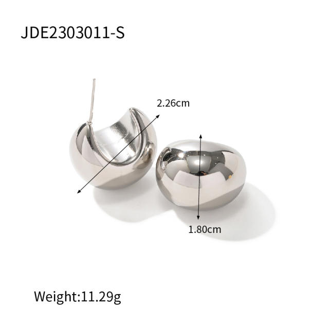 18K hot sale chunky ball teardrop stainless steel earrings