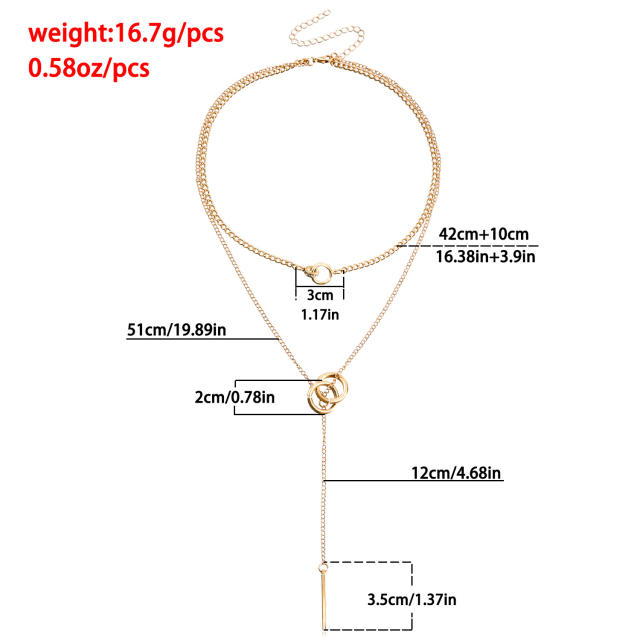 Y2K metal chain two layer necklace lariats