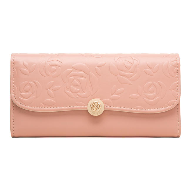 Korean fashion elegant rose flower pattern PU leather wallet