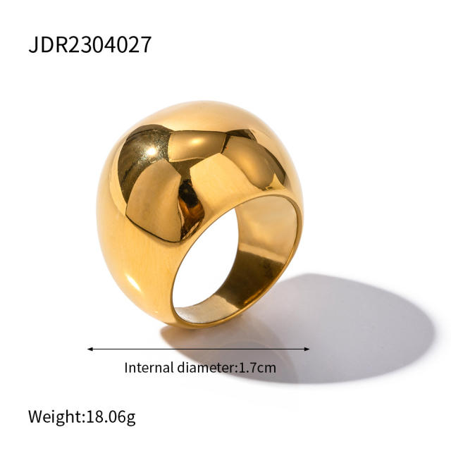 18K Chunky ball stainless steel rings