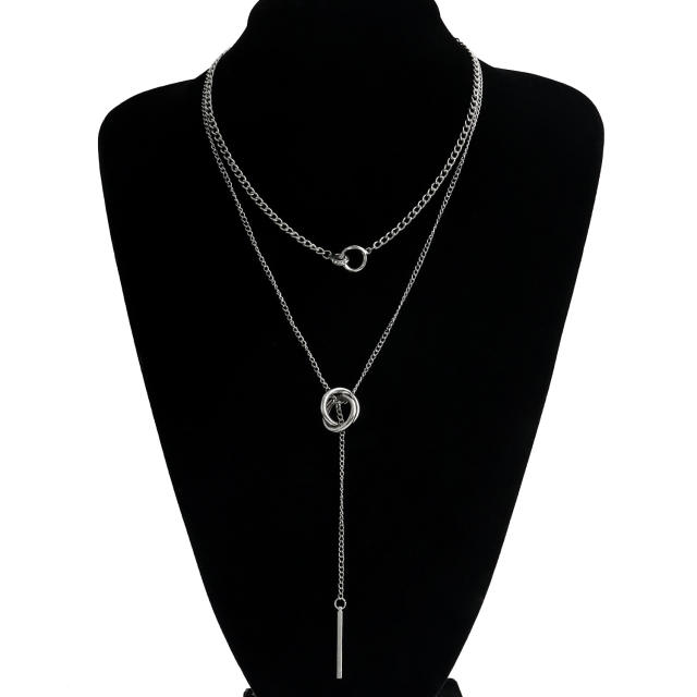 Y2K metal chain two layer necklace lariats