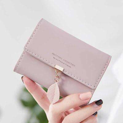 Concise leaf buckle PU leather women wallet