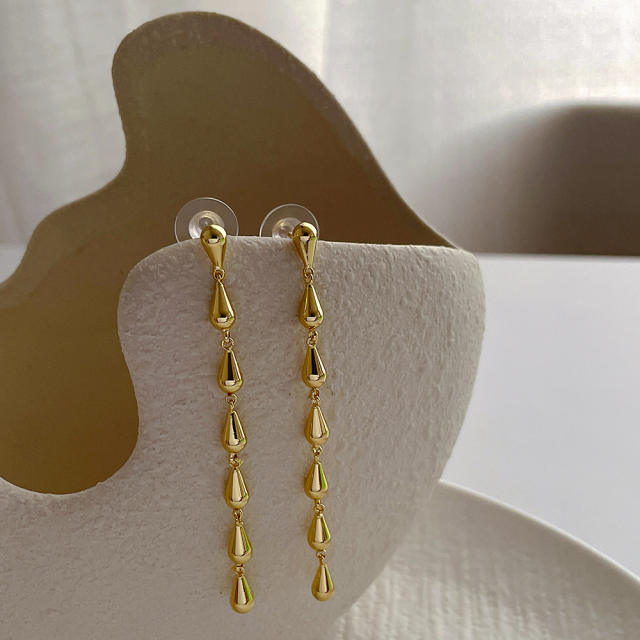 Creative gold plated copper drop long earrings