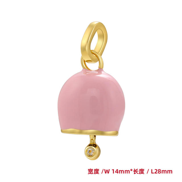 Candy color enamel cute bell copper pendant diy jewelry