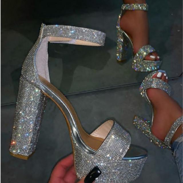 Occident fashion diamond platform heels