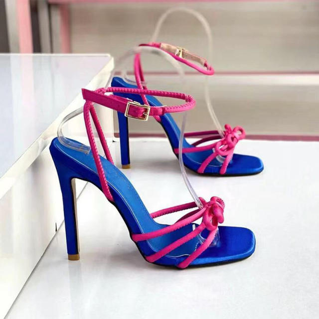 Personality color matching heeled sandals