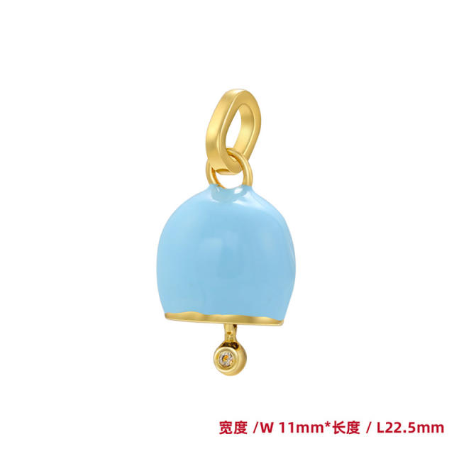 Candy color enamel cute bell copper pendant diy jewelry