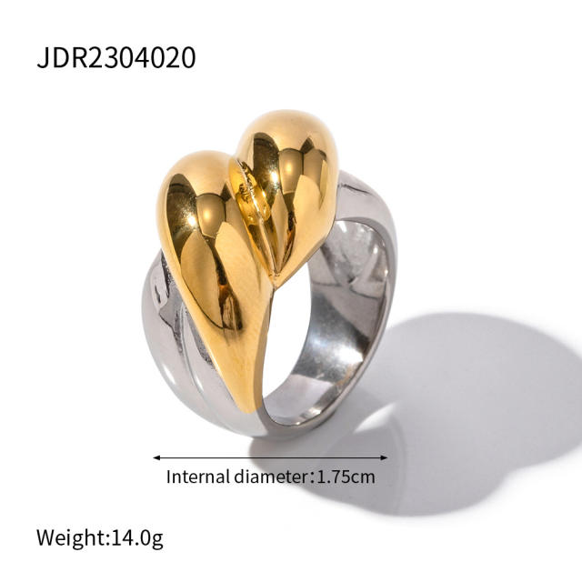 18K two tone twisted stainless steel rings