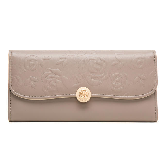 Korean fashion elegant rose flower pattern PU leather wallet