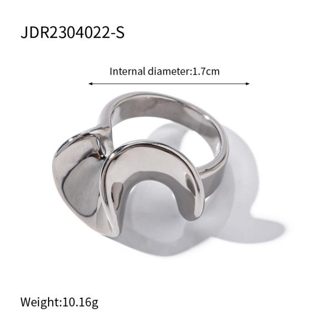 18K lotus leaf unique chunky stainless steel rings