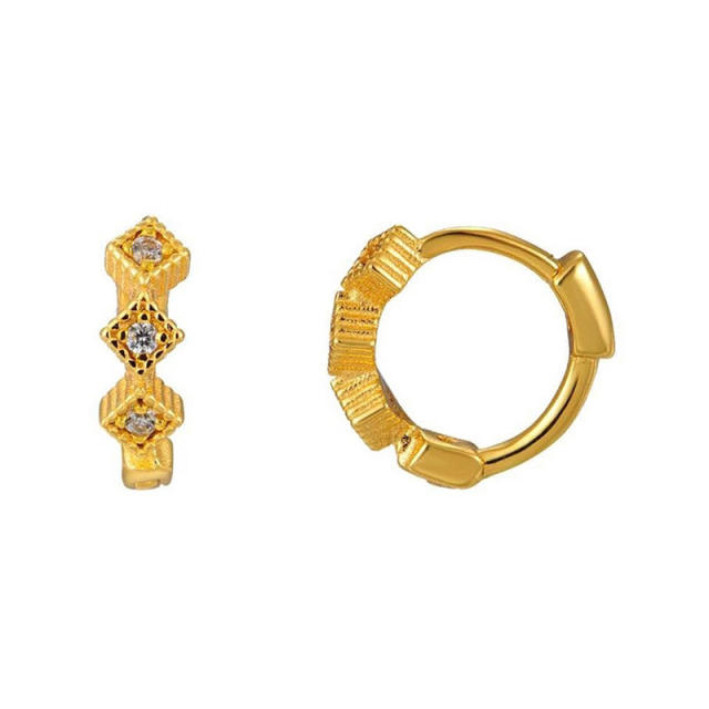 925 needle gold plated copper hot sale huggie earrings