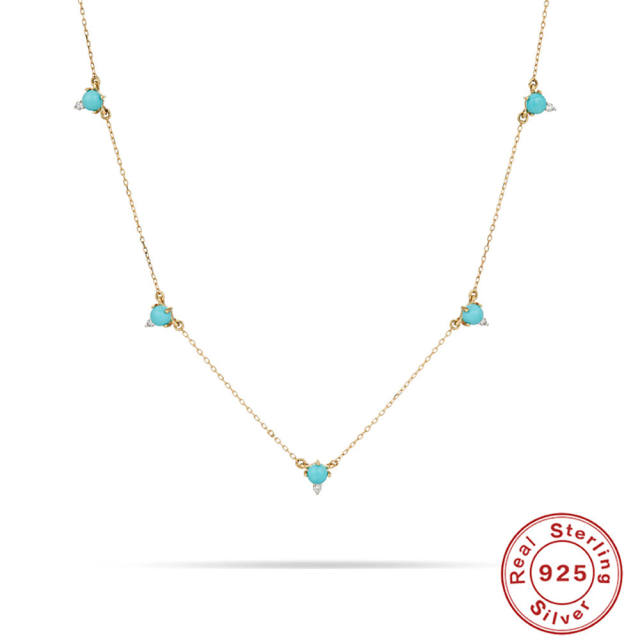 925 sterling silver tiny turquoise statement dainty necklace