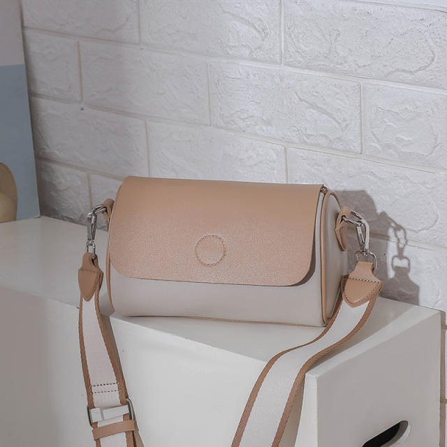 Elegant color matching PU leather cute cylinder crossbody bag