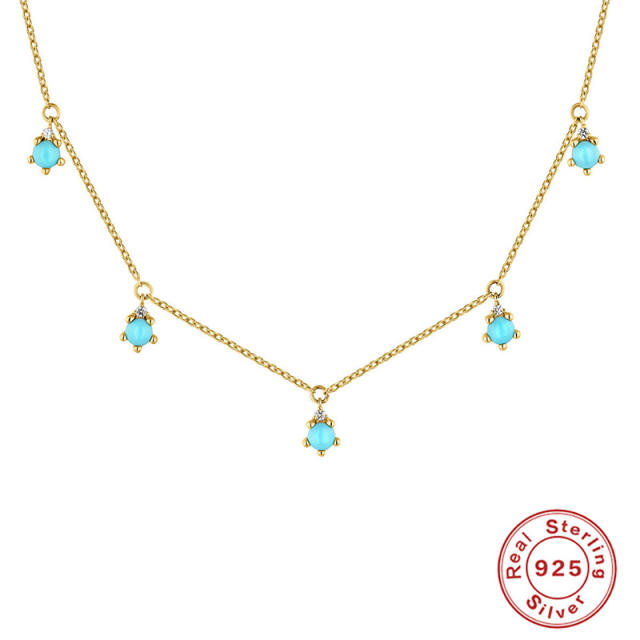 925 sterling silver tiny turquoise statement dainty necklace