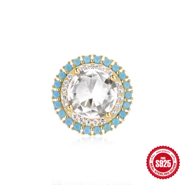 925 sterling silver cubic zircon round shape studs earrings 1pcs price