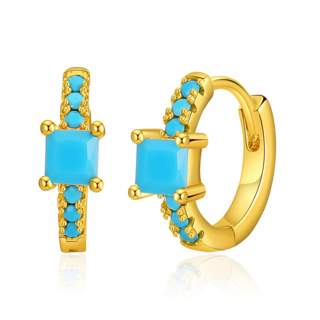 Hot sale summer turquoise copper huggie earrings