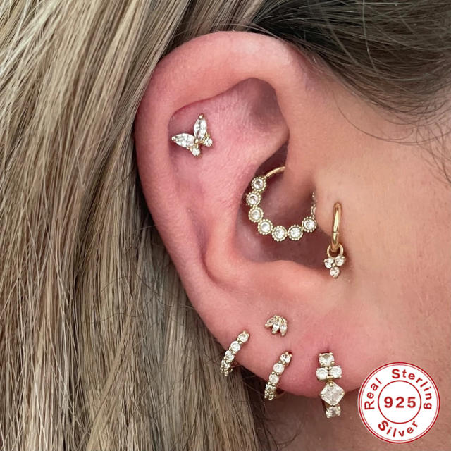 925 sterling silver cubic zircon diamond cartilage earrings 1pcs price