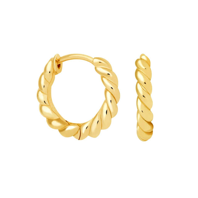 925 needle gold plated copper hot sale huggie earrings