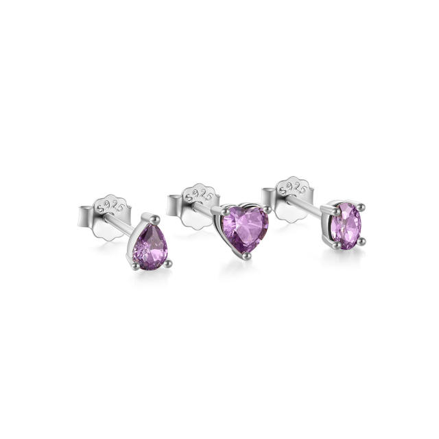 925 sterling silver amethyst cubic zircon tiny cartilage earrings set studs earrings