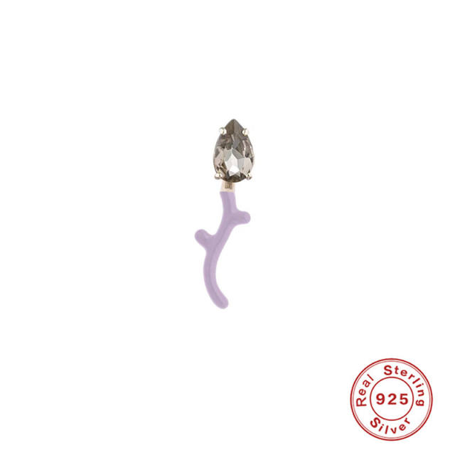925 sterling silver color enamel snake design cubic zircon earrings jacket earrings 1pcs price