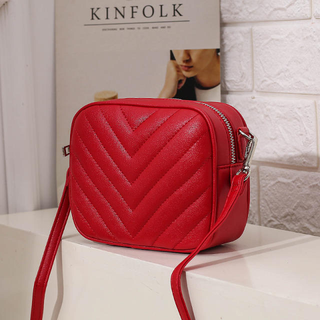 Classic elegant quilted pattern PU leather women crossbody bag