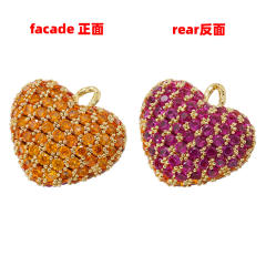 Delicate pave setting cubic zircon heart bone copper pendant diy jewelry 1PCS