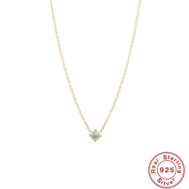 925 sterling silver tiny turquoise statement dainty necklace