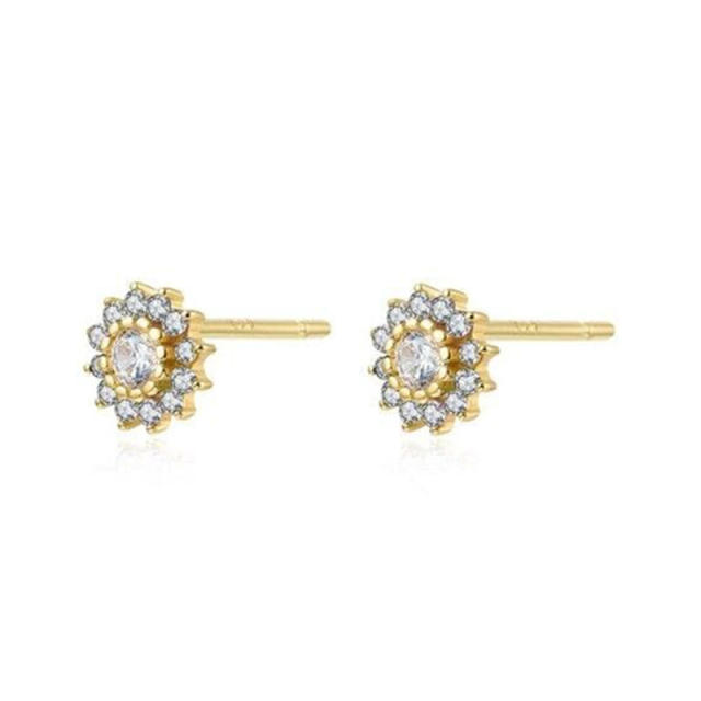 925 needle elgant diamond copper tiny studs earrings