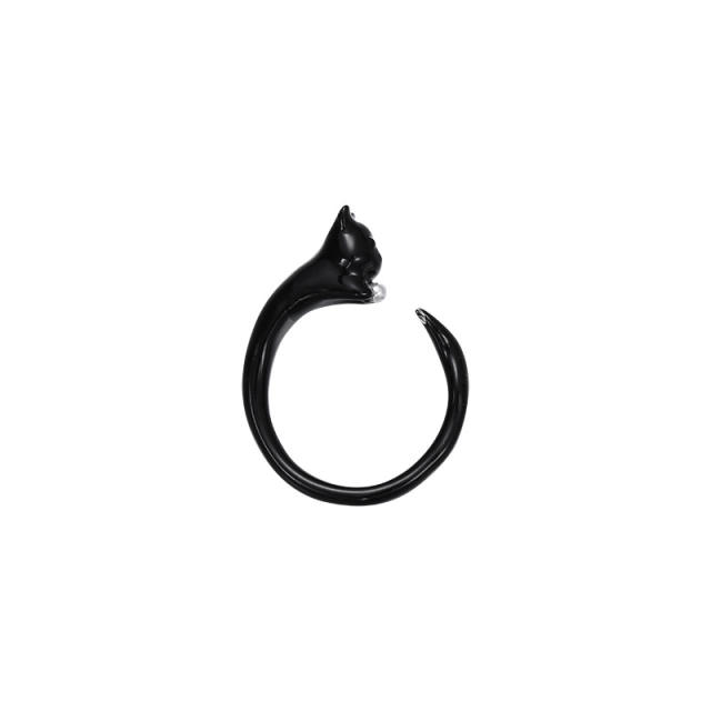 Y2K sweet kitty color enamel openning rings