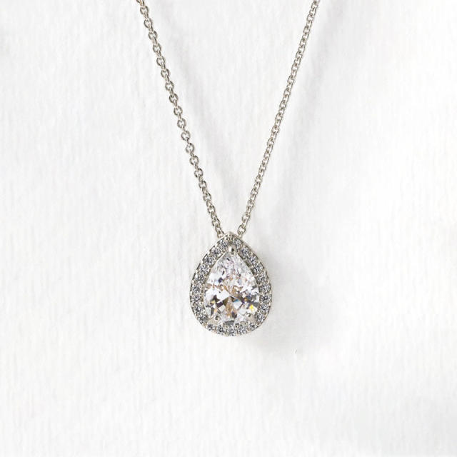 Chic teardrop cubic zircon diamond wedding necklace set