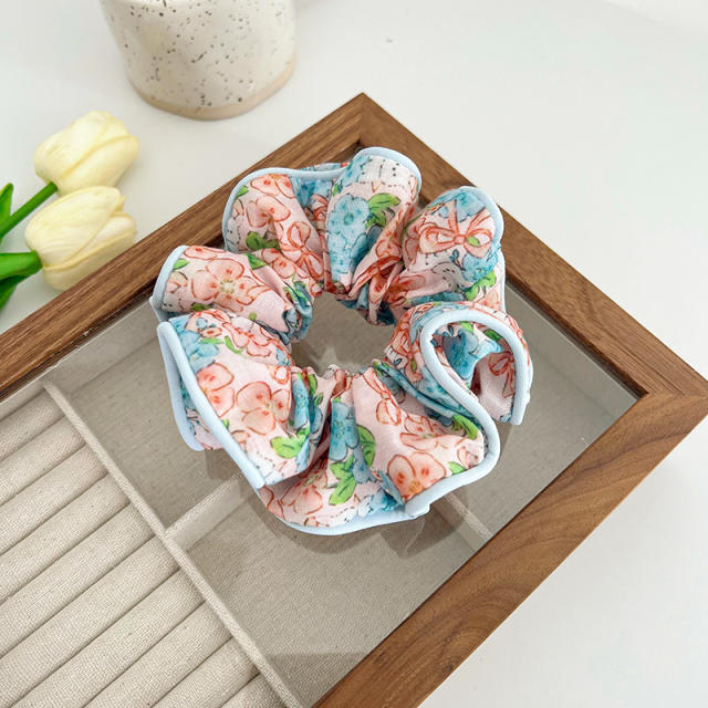 Spring floral pattern large scrunchies