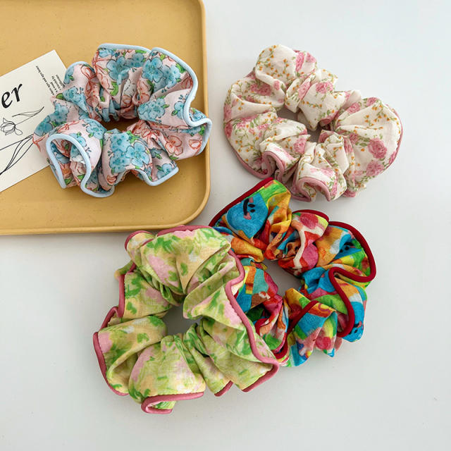 Spring floral pattern large scrunchies