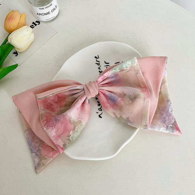 Spring tie dry two layer bow french barrette hair clips