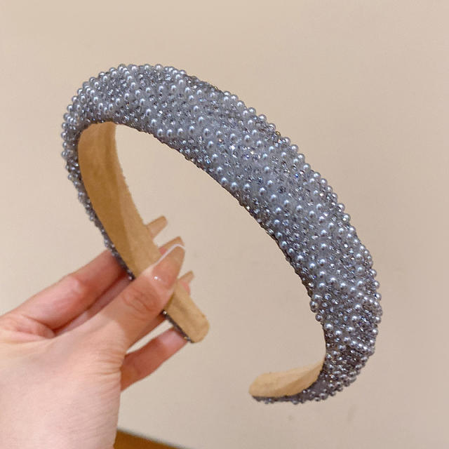 Luxury colorful rhinestone pearl bead diamond headband