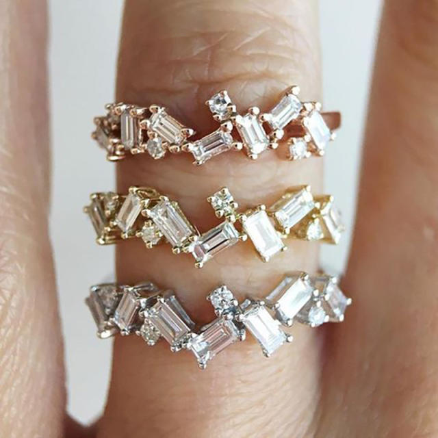 Delicate cubic zircon statement dainty copper rings tail rings