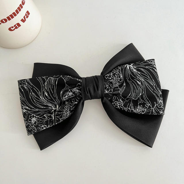 Sweet bow two layer large size french barrette hair clips