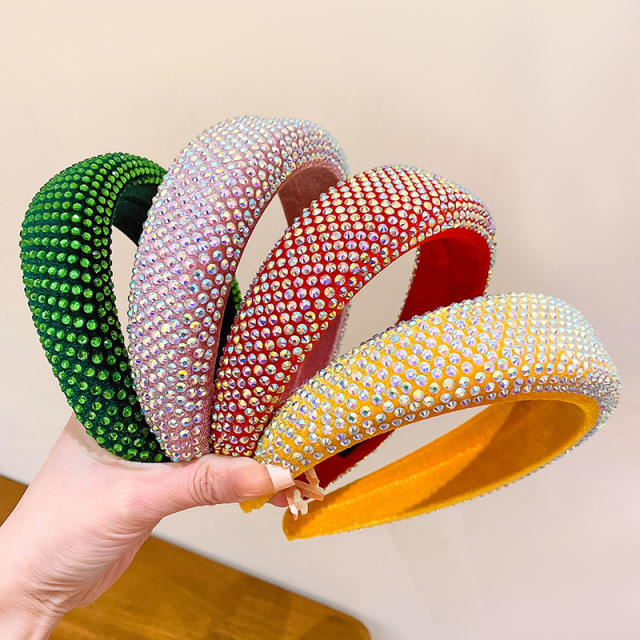 Baroque trend colorful diamond padded headband