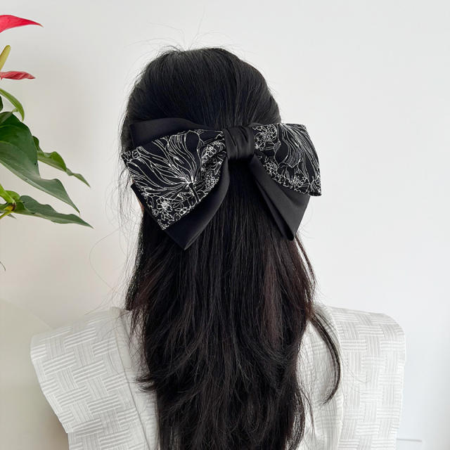 Sweet bow two layer large size french barrette hair clips