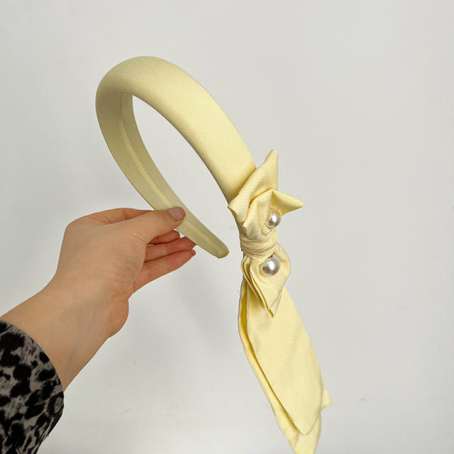 Sweet plain yellow color bow headband hair clips