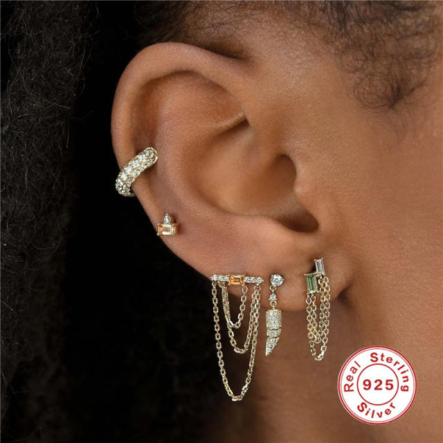 925 sterling silver cubic zircon cartilage earrings