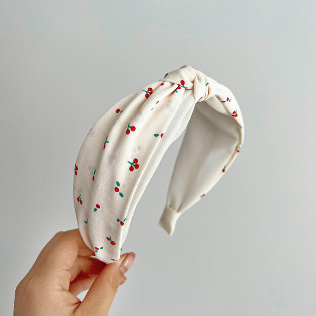 Sweet cherry pattern bow headband