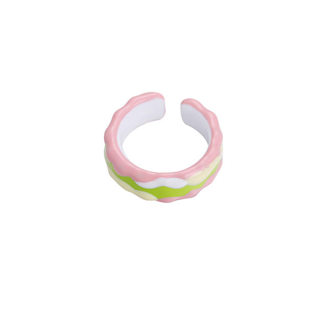 Y2K cream color enamel copper openning rings