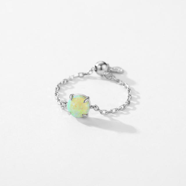 925 sterling silver colorful opal stone adjustable rings