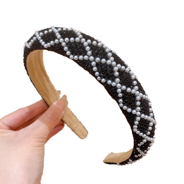 Luxury colorful rhinestone pearl bead diamond headband