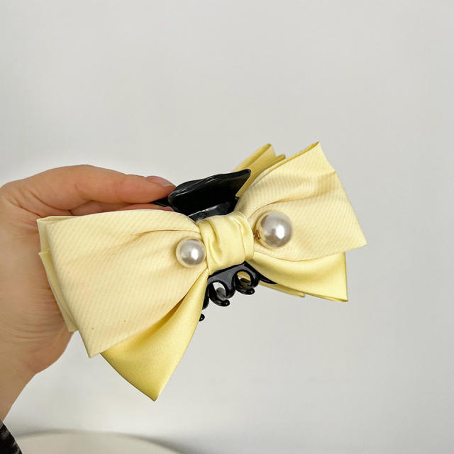 Sweet plain yellow color bow headband hair clips