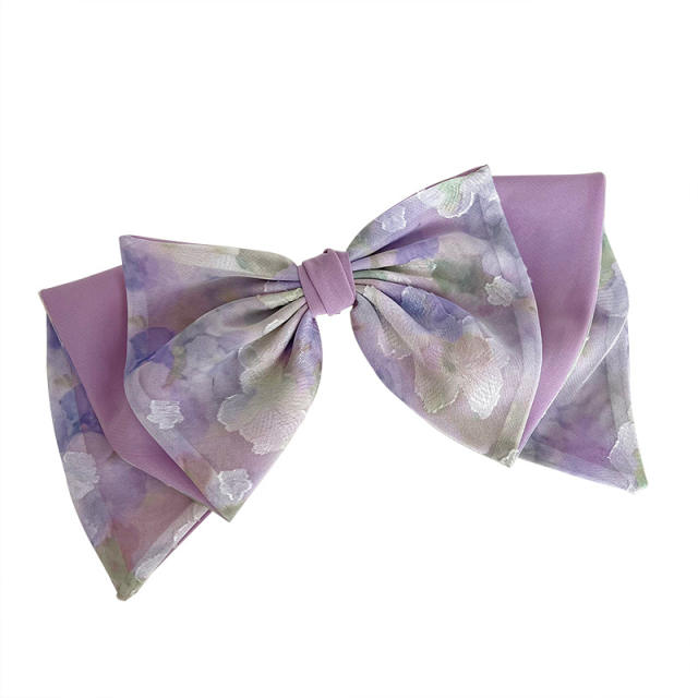 Spring tie dry two layer bow french barrette hair clips